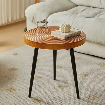 Mesa de café redonda de hierro y PVC con anillos anuales creativos contemporáneos para sala de estar 
