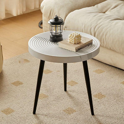 Mesa de café redonda de hierro y PVC con anillos anuales creativos contemporáneos para sala de estar 