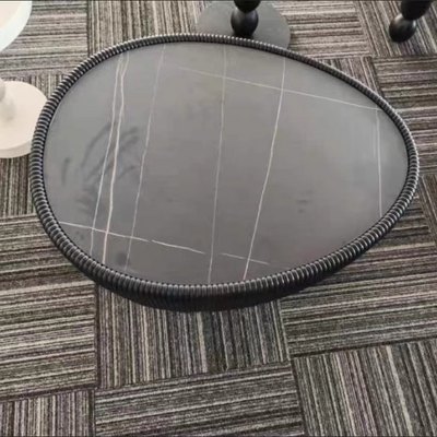 現代的な北欧の岩板PUレザー木製小石型リビングルーム用コーヒーテーブル 