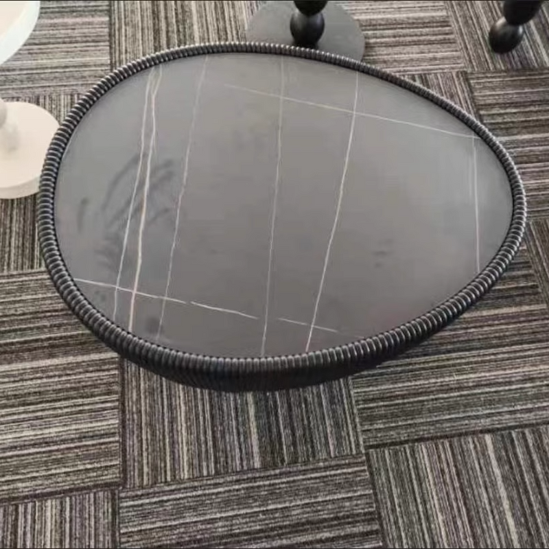 現代的な北欧の岩板PUレザー木製小石型リビングルーム用コーヒーテーブル 