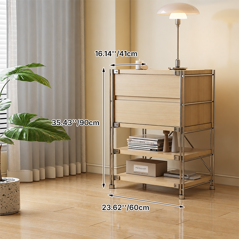Shoe Storage Cabinet With 2 Drawers &amp; Multi-Tier Open Shelves - Modern Particleboard &amp; Steel Entryway Organizer