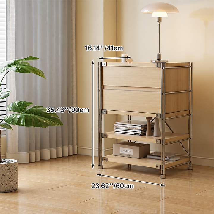 Shoe Storage Cabinet With 2 Drawers &amp; Multi-Tier Open Shelves - Modern Particleboard &amp; Steel Entryway Organizer