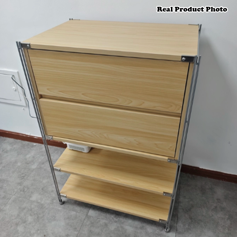 Shoe Storage Cabinet With 2 Drawers &amp; Multi-Tier Open Shelves - Modern Particleboard &amp; Steel Entryway Organizer