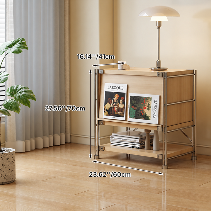 Modern Entryway Storage Cabinet With Flip-Down Door, Open Shelves &amp; Spacious Top For Living Room