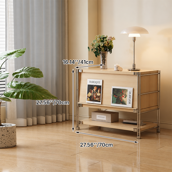Modern Entryway Storage Cabinet With Flip-Down Door, Open Shelves &amp; Spacious Top For Living Room