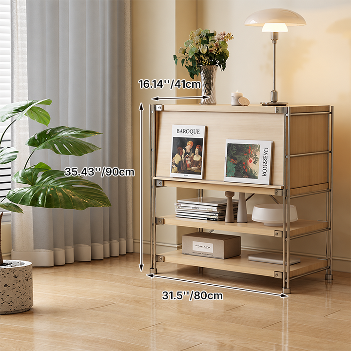 Modern Entryway Storage Cabinet With Flip-Down Door, Open Shelves &amp; Spacious Top For Living Room