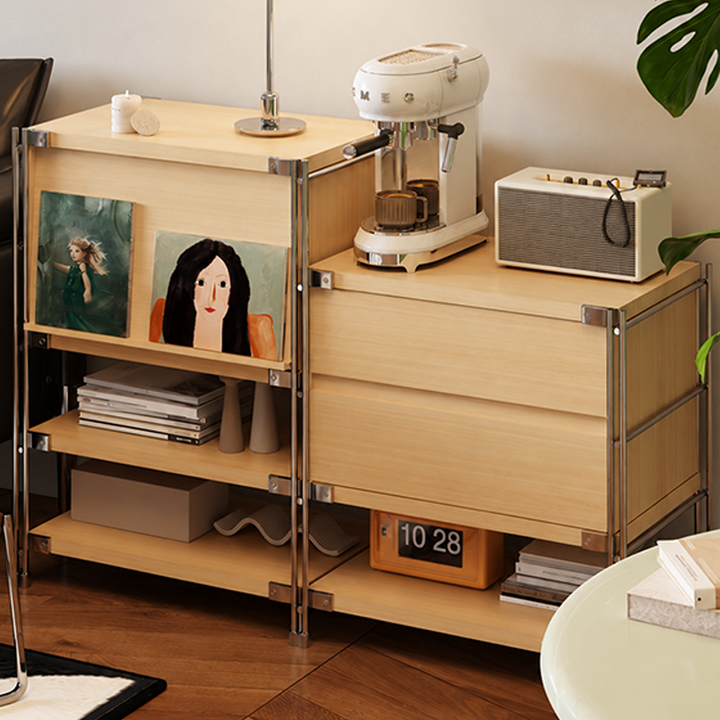 Modern Entryway Storage Cabinet With Flip-Down Door, Open Shelves &amp; Spacious Top For Living Room