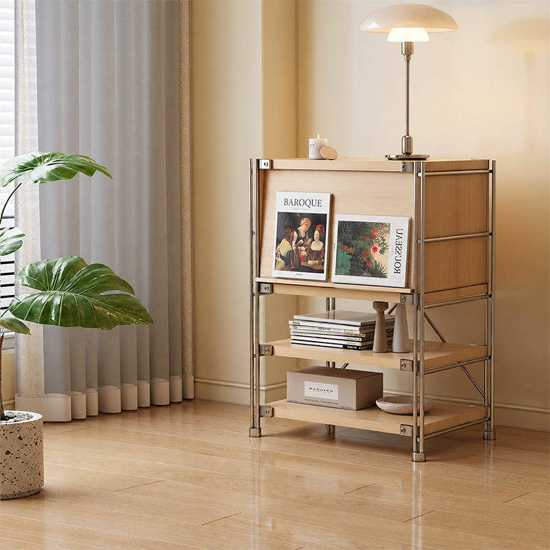 Modern Entryway Storage Cabinet With Flip-Down Door, Open Shelves &amp; Spacious Top For Living Room