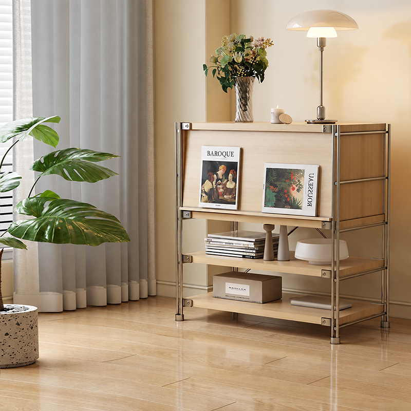 Modern Entryway Storage Cabinet With Flip-Down Door, Open Shelves &amp; Spacious Top For Living Room