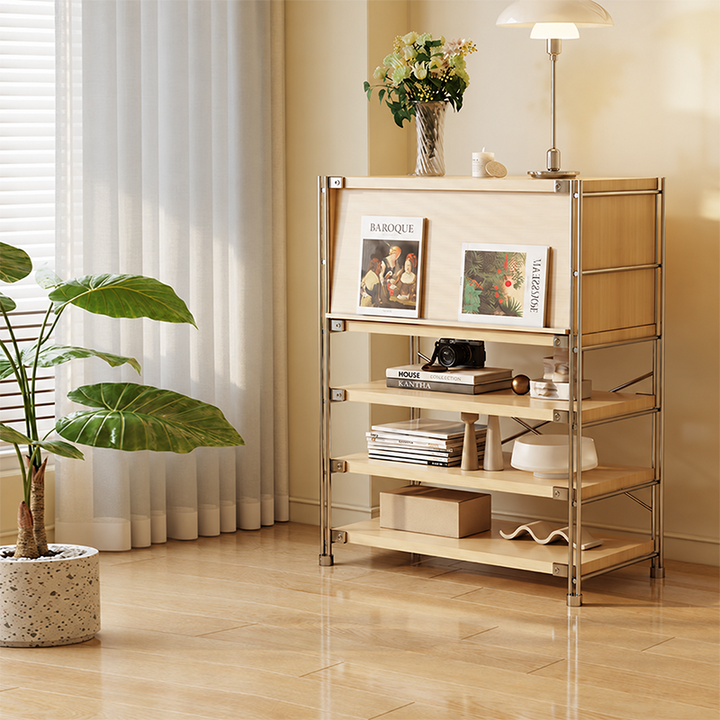 Modern Entryway Storage Cabinet With Flip-Down Door, Open Shelves &amp; Spacious Top For Living Room