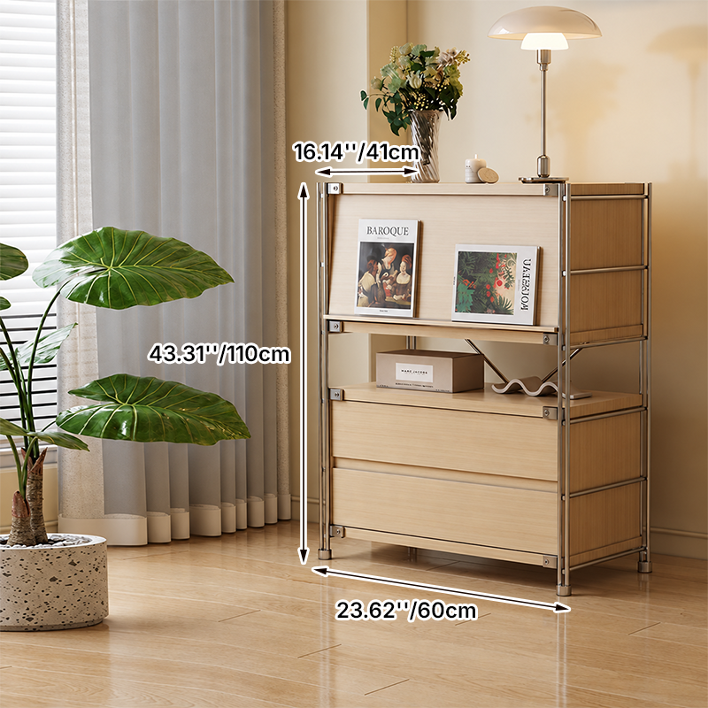 Multi-Functional Storage Cabinet With Flip-Down Door, 2 Drawers &amp; Open Display Shelf For Living Room