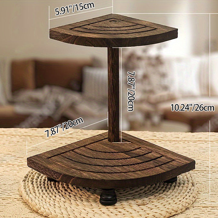Modern Minimalist Paulownia Wood Curved Space-Saving Desktop Display Rack 2-Tier For Bedroom & Living Room