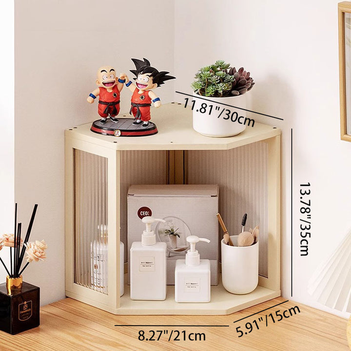 Modern Minimalist Bamboo Acrylic Faux Rattan Stackable Polygon Corner Storage Cabinet 2-Tier For Bedroom