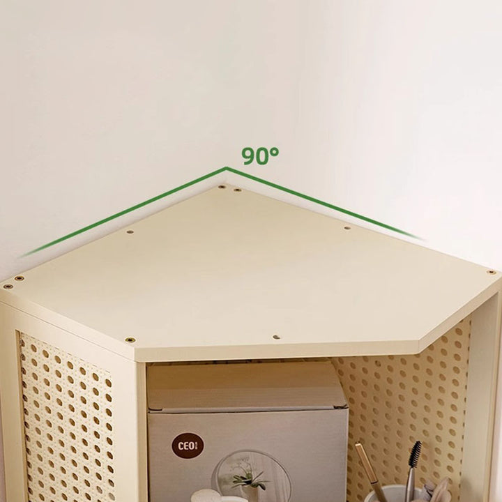 Modern Minimalist Bamboo Acrylic Faux Rattan Stackable Polygon Corner Storage Cabinet 2-Tier For Bedroom