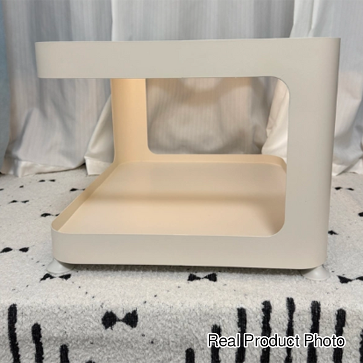 Modern Minimalist Carbon Steel Glass Space-Saving Low Coffee Table 2-Tier For Living Room &amp; Bedroom