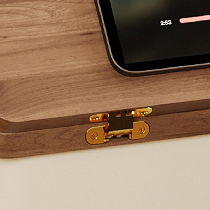 Modern Minimalist Plywood Iron Movable Extendable Rectangular USB Rechargeable Wide Light End Table 2-Tier For Living Room