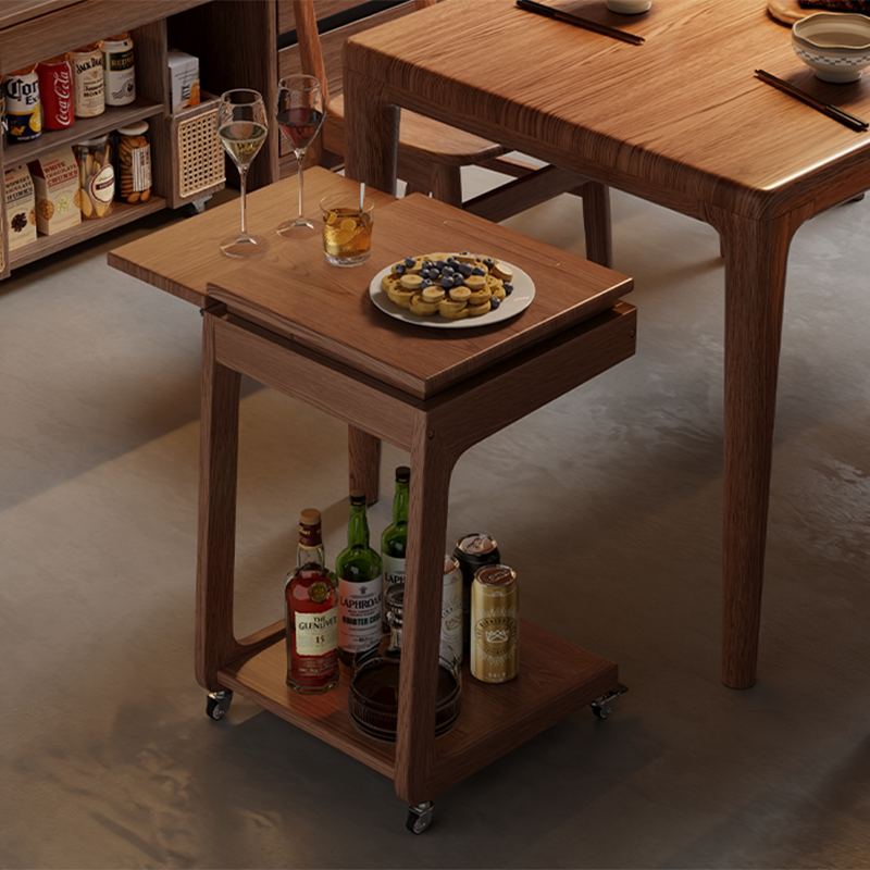 Modern Minimalist Rubberwood Iron Movable Rectangular End Table 2-Tier For Living Room &amp; Bedroom