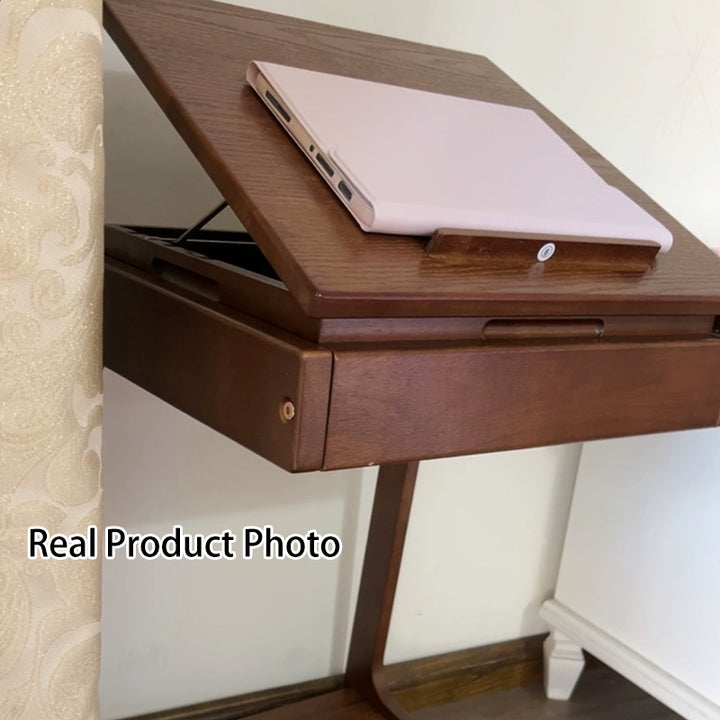 Modern Minimalist Rubberwood Iron Movable Rectangular End Table 2-Tier For Living Room &amp; Bedroom