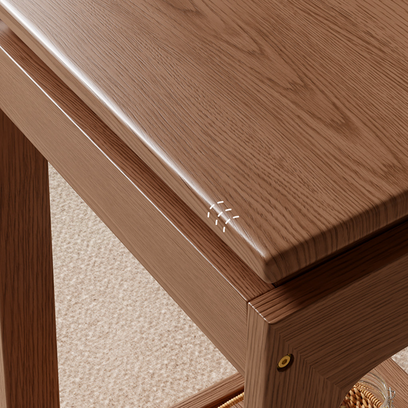 Modern Minimalist Rubberwood Iron Movable Rectangular End Table 2-Tier For Living Room &amp; Bedroom