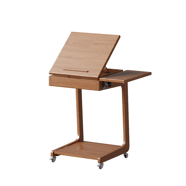 Modern Minimalist Rubberwood Iron Movable Rectangular End Table 2-Tier For Living Room &amp; Bedroom