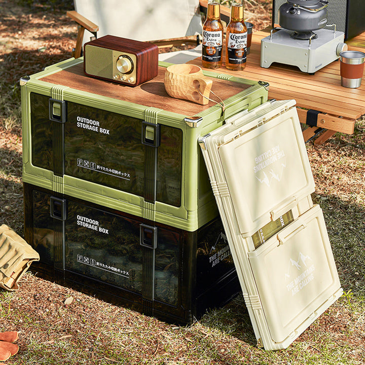 Modern Minimalist PP&amp;TPE MDF Foldable Stackable Space-Saving Rectangular 2-Tier Storage Cabinet For Outdoor Patio