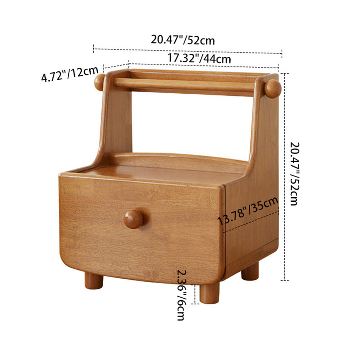Modern Minimalist Rubberwood With Book Display Shelf Kids Space-Saving 2-Tier Nightstand For Bedroom