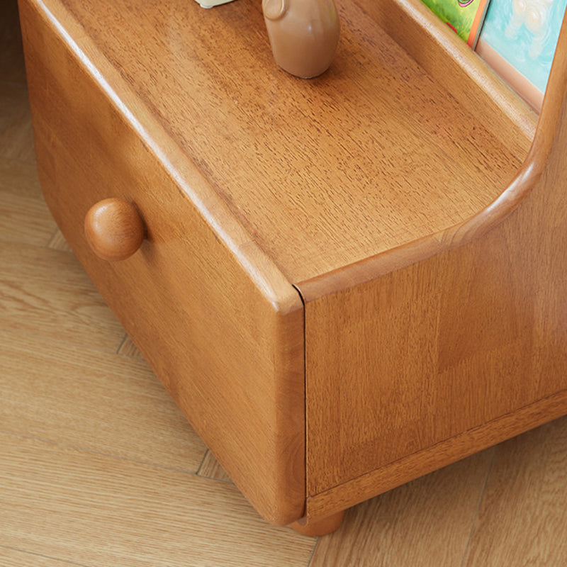 Modern Minimalist Rubberwood With Book Display Shelf Kids Space-Saving 2-Tier Nightstand For Bedroom