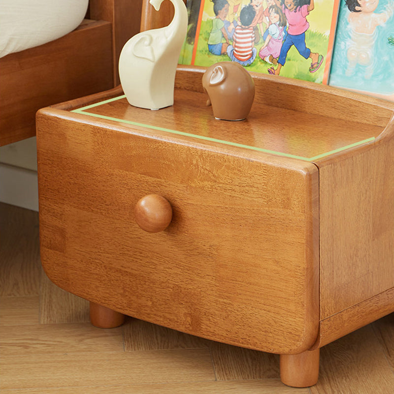 Modern Minimalist Rubberwood With Book Display Shelf Kids Space-Saving 2-Tier Nightstand For Bedroom