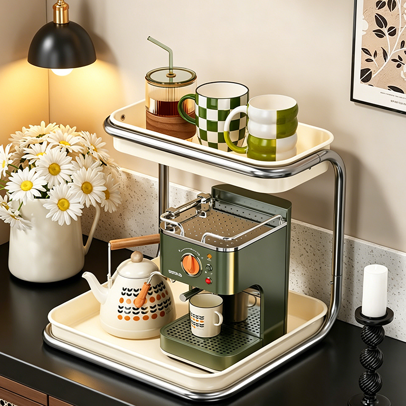 Modern Minimalist Carbon Steel Space-Saving Cup Holder Organizer Storage Shelf 2-Tier For Entryway &amp; Living Room