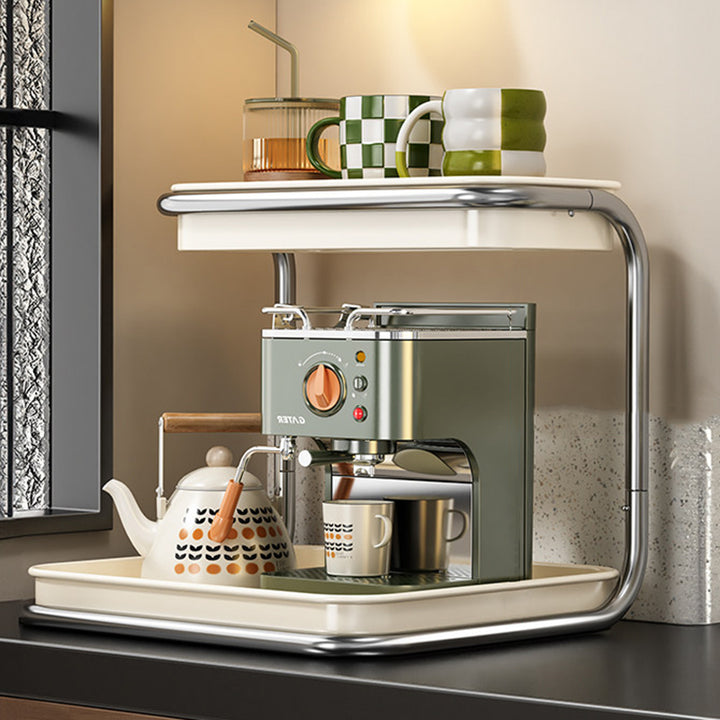 Modern Minimalist Carbon Steel Space-Saving Cup Holder Organizer Storage Shelf 2-Tier For Entryway &amp; Living Room