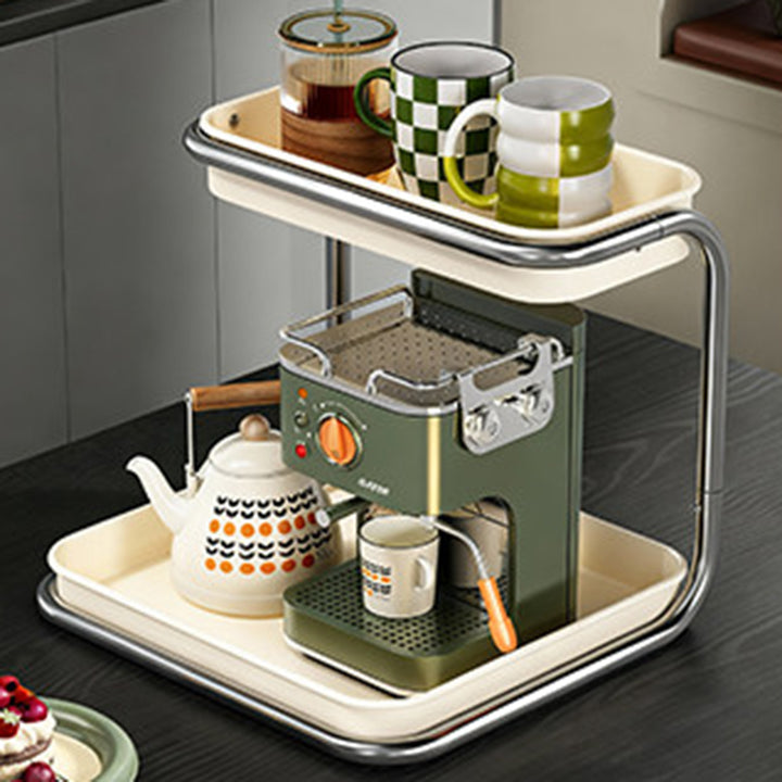 Modern Minimalist Carbon Steel Space-Saving Cup Holder Organizer Storage Shelf 2-Tier For Entryway &amp; Living Room