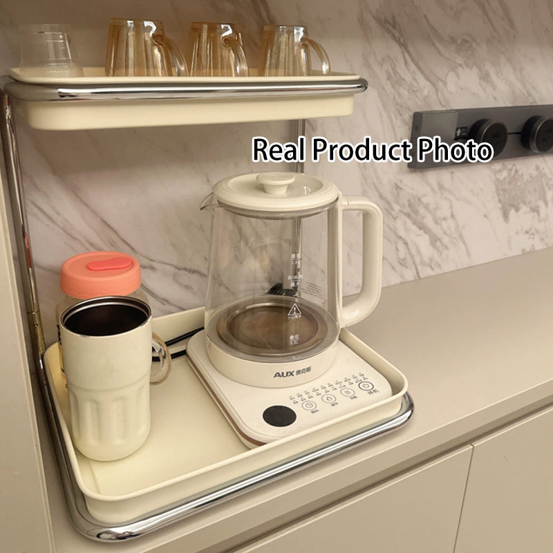 Modern Minimalist Carbon Steel Space-Saving Cup Holder Organizer Storage Shelf 2-Tier For Entryway &amp; Living Room
