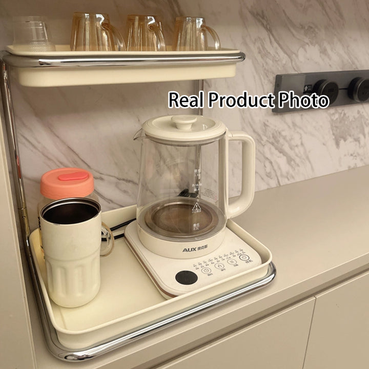 Modern Minimalist Carbon Steel Space-Saving Cup Holder Organizer Storage Shelf 2-Tier For Entryway &amp; Living Room
