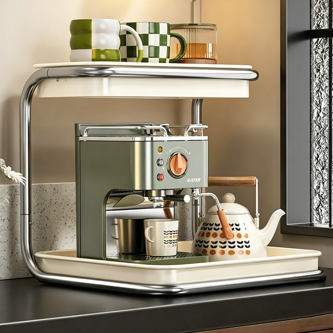 Modern Minimalist Carbon Steel Space-Saving Cup Holder Organizer Storage Shelf 2-Tier For Entryway &amp; Living Room