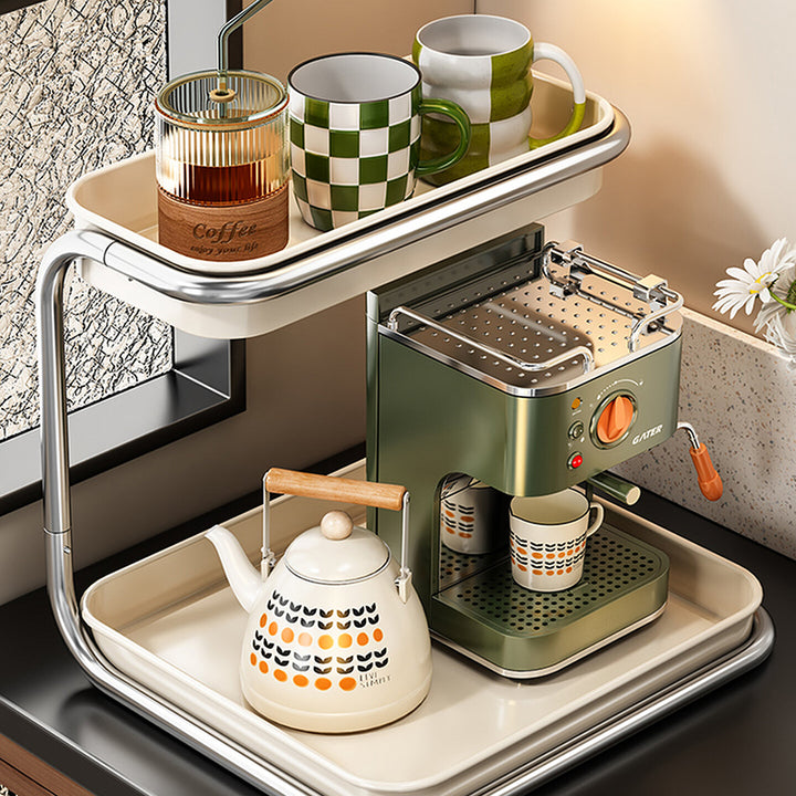 Modern Minimalist Carbon Steel Space-Saving Cup Holder Organizer Storage Shelf 2-Tier For Entryway &amp; Living Room
