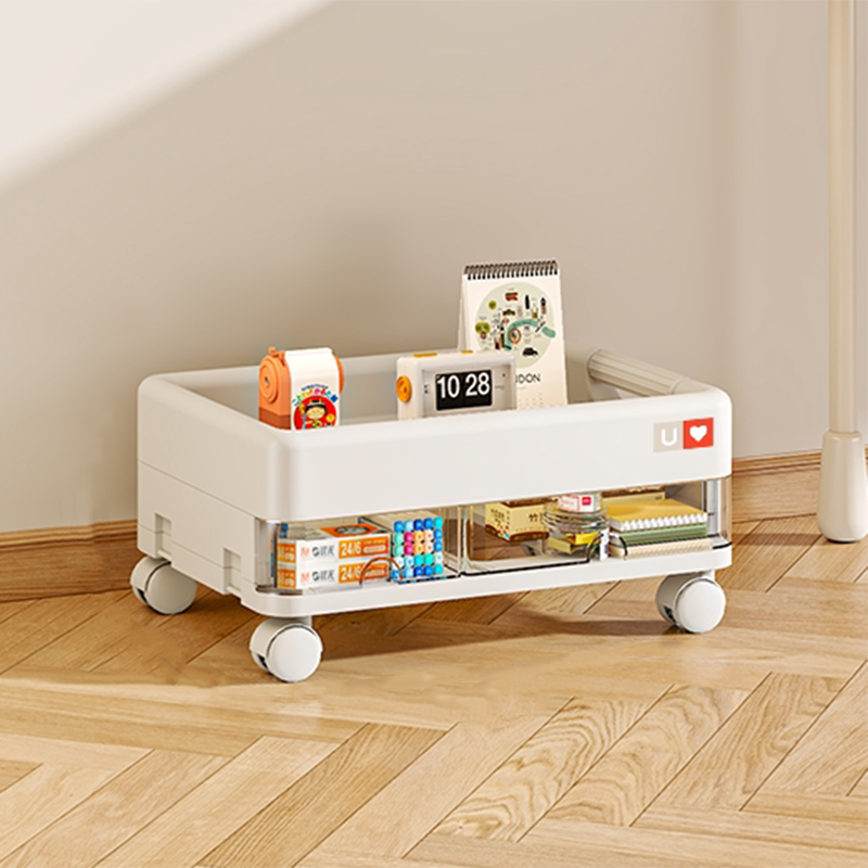 Modern Minimalist PP &amp; ABS &amp; HIPS &amp; PET Space-Saving Rectangular Folding Bookcase With Doors &amp; Wheels Storage Cabinet 1-4 Tier For Living Room