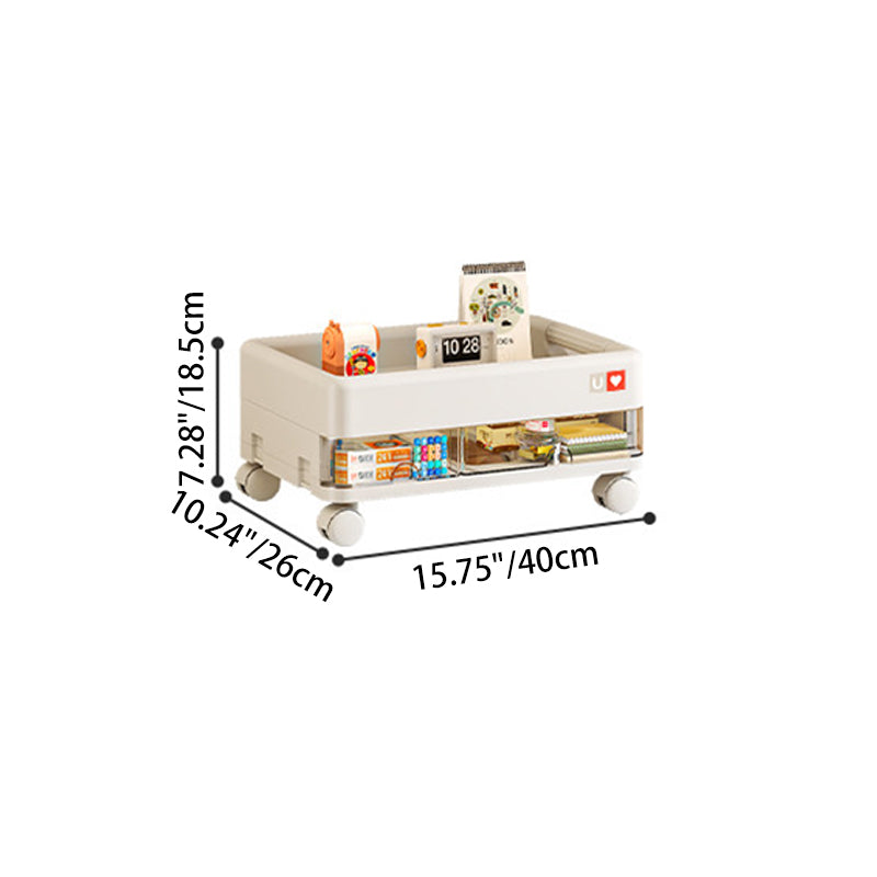 Modern Minimalist PP &amp; ABS &amp; HIPS &amp; PET Space-Saving Rectangular Folding Bookcase With Doors &amp; Wheels Storage Cabinet 1-4 Tier For Living Room