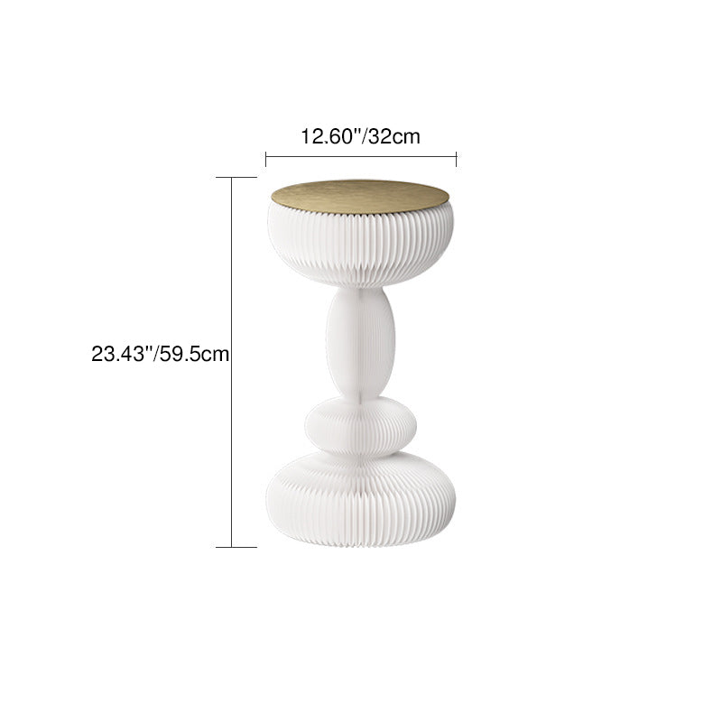 Modern Minimalist Kraft Paper Acrylic Iron Decorative Round Drum-Shaped Side Table 1-Tier For Bedroom &amp; Living Room