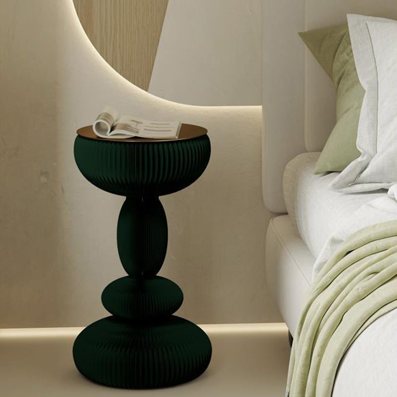 Modern Minimalist Kraft Paper Acrylic Iron Decorative Round Drum-Shaped Side Table 1-Tier For Bedroom &amp; Living Room
