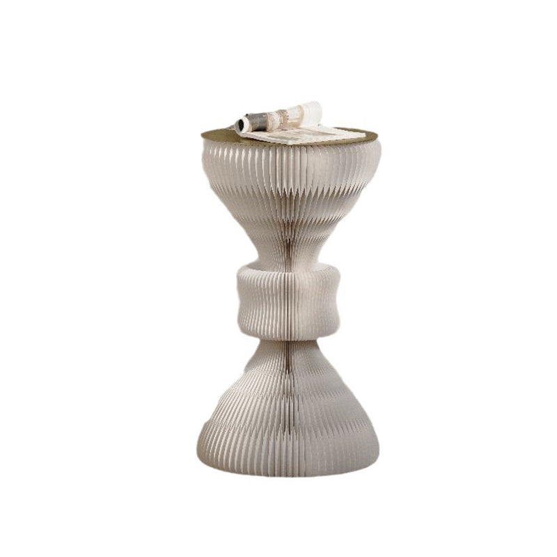 Modern Minimalist Kraft Paper Acrylic Iron Decorative Round Drum-Shaped Side Table 1-Tier For Bedroom &amp; Living Room