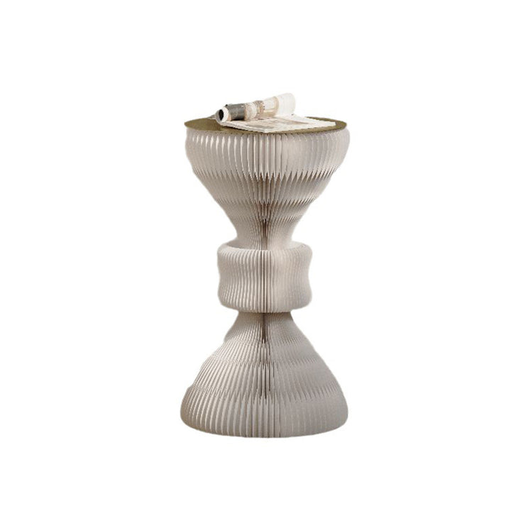 Modern Minimalist Kraft Paper Acrylic Iron Decorative Round Drum-Shaped Side Table 1-Tier For Bedroom &amp; Living Room