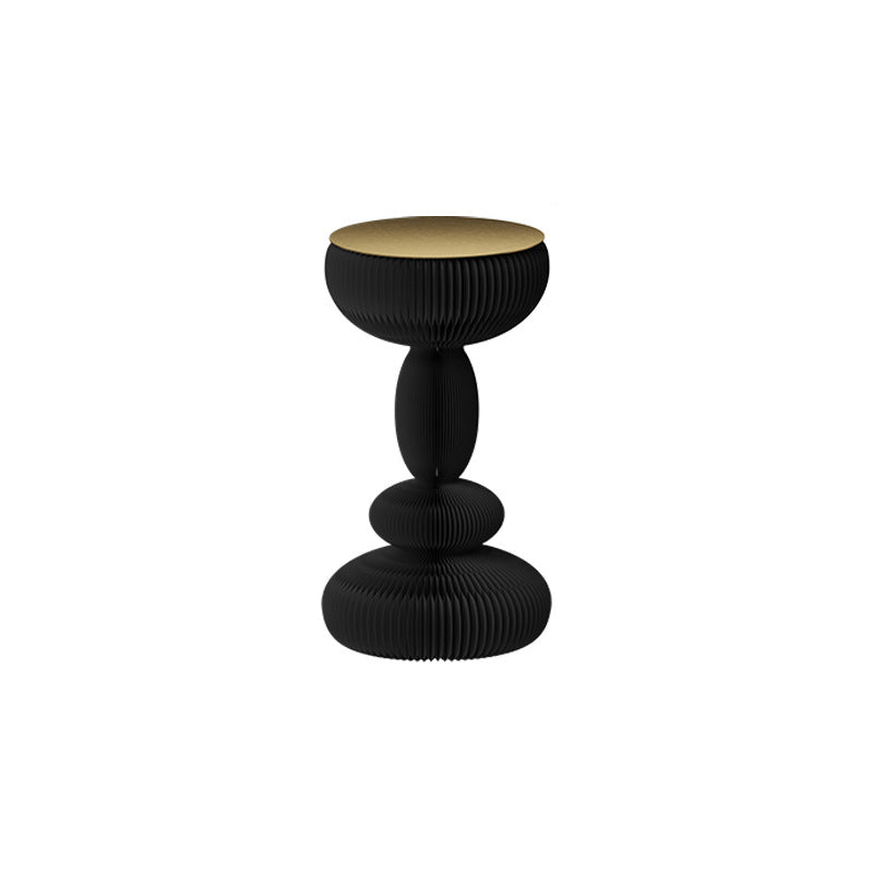 Modern Minimalist Kraft Paper Acrylic Iron Decorative Round Drum-Shaped Side Table 1-Tier For Bedroom &amp; Living Room