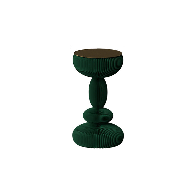 Modern Minimalist Kraft Paper Acrylic Iron Decorative Round Drum-Shaped Side Table 1-Tier For Bedroom &amp; Living Room
