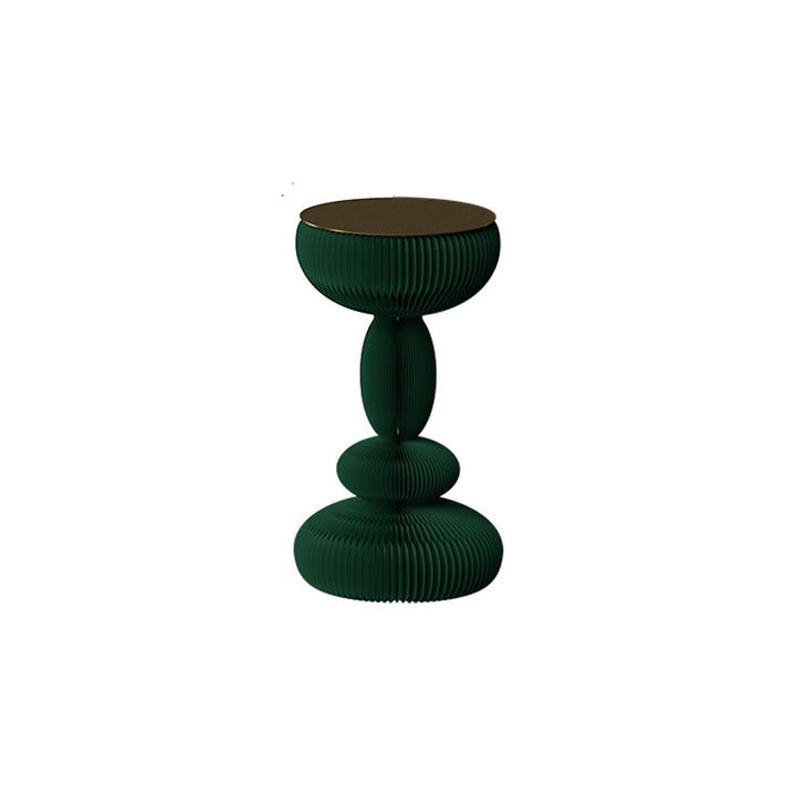 Modern Minimalist Kraft Paper Acrylic Iron Decorative Round Drum-Shaped Side Table 1-Tier For Bedroom &amp; Living Room
