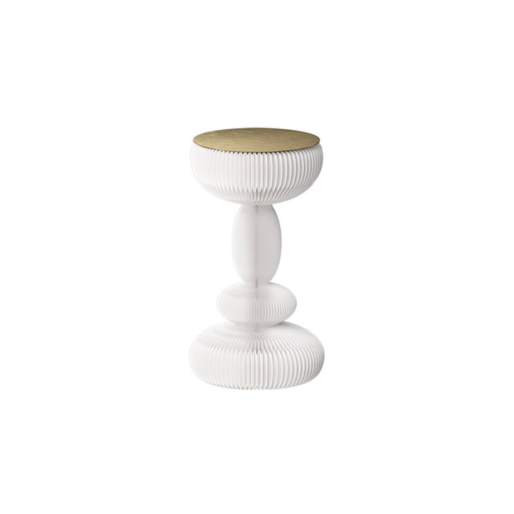 Modern Minimalist Kraft Paper Acrylic Iron Decorative Round Drum-Shaped Side Table 1-Tier For Bedroom &amp; Living Room