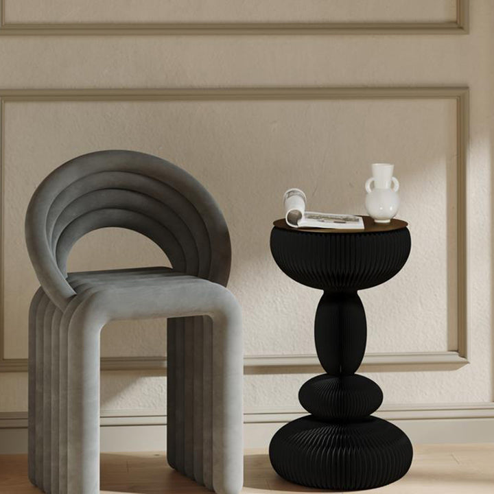 Modern Minimalist Kraft Paper Acrylic Iron Decorative Round Drum-Shaped Side Table 1-Tier For Bedroom &amp; Living Room