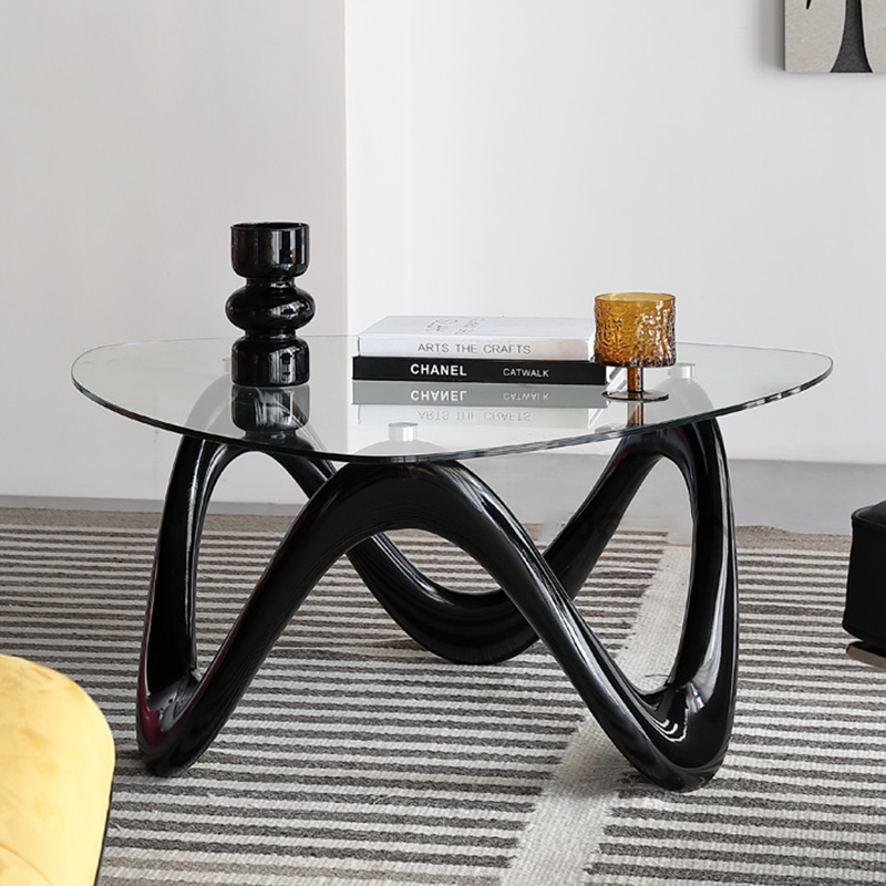 Modern Minimalist Tempered Glass ABS With Irregular Legs Triangular Coffee Table 1-Tier Coffee Table For Living Room