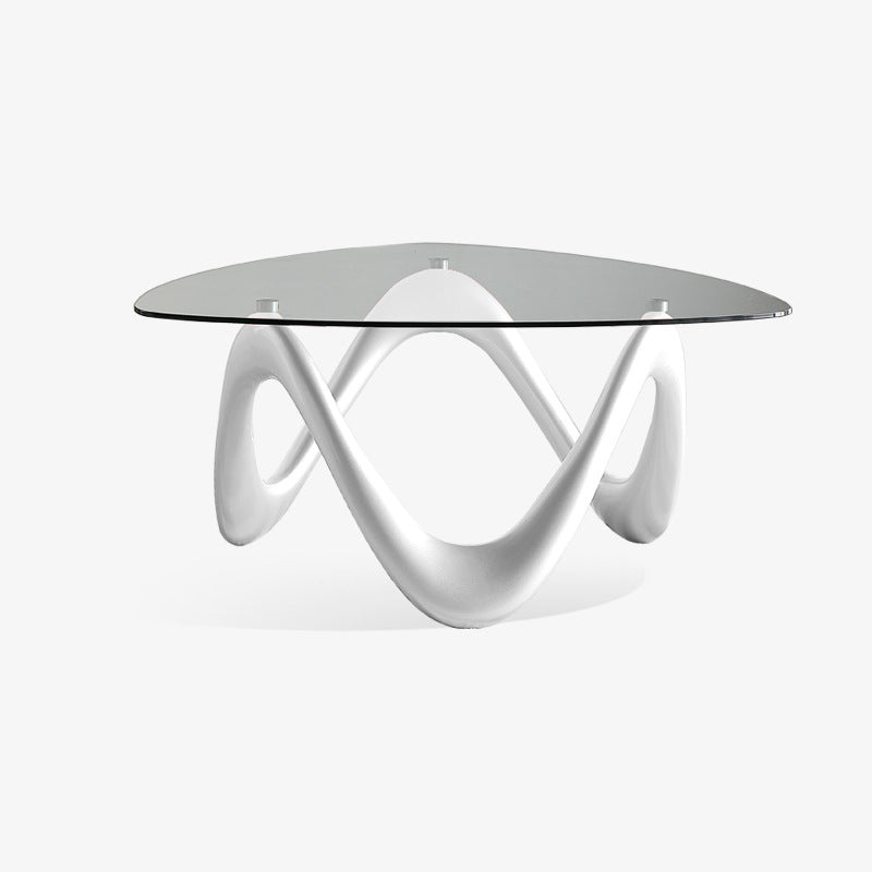 Modern Minimalist Tempered Glass ABS With Irregular Legs Triangular Coffee Table 1-Tier Coffee Table For Living Room