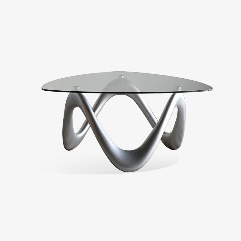 Modern Minimalist Tempered Glass ABS With Irregular Legs Triangular Coffee Table 1-Tier Coffee Table For Living Room