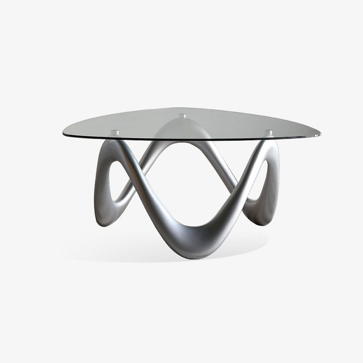Modern Minimalist Tempered Glass ABS With Irregular Legs Triangular Coffee Table 1-Tier Coffee Table For Living Room